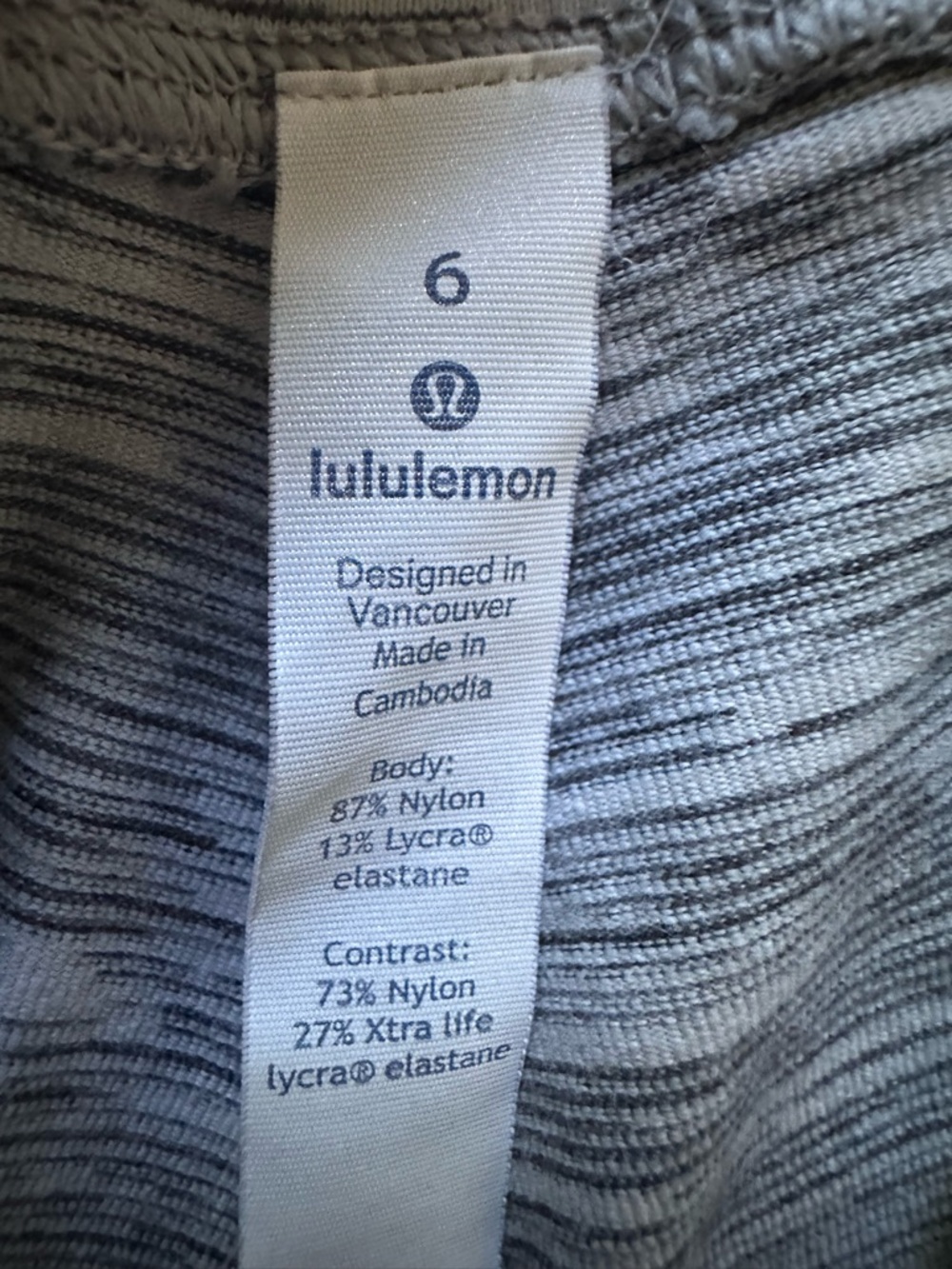 Lululemon High Rise Space Dye Crop Leggings Gray White Mesh Panel Size 6 - Picture 11 of 14